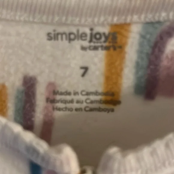 Carters Simple Joys footed pajamas. Kids size 7. Excellent condition. - Picture 2 of 4